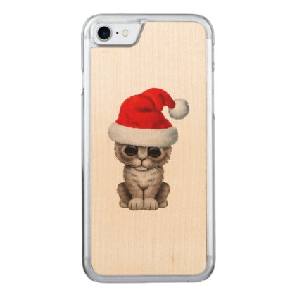 Cute Kitten Wearing a Santa Hat Carved iPhone 8/7 Case