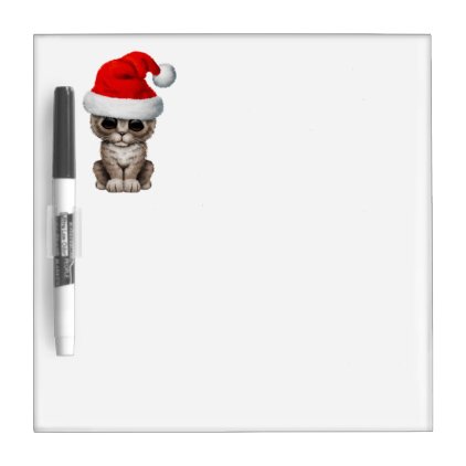 Cute Kitten Wearing a Santa Hat Dry-Erase Board