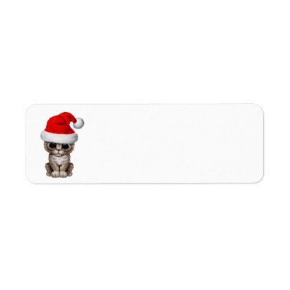 Cute Kitten Wearing a Santa Hat Label