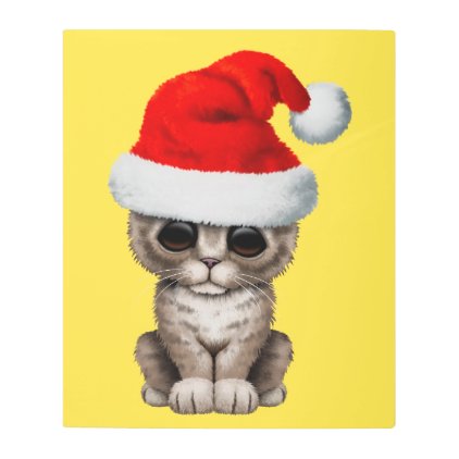 Cute Kitten Wearing a Santa Hat Metal Print