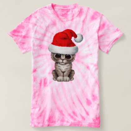 Cute Kitten Wearing a Santa Hat T-shirt