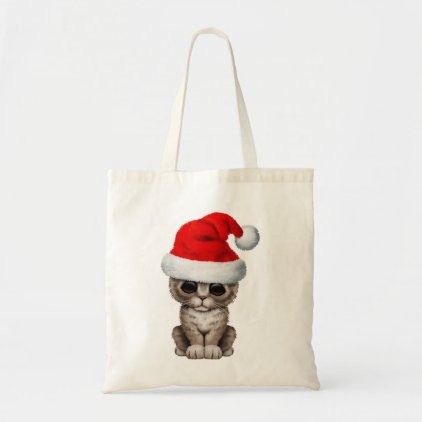 Cute Kitten Wearing a Santa Hat Tote Bag