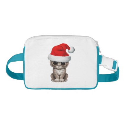 Cute Kitten Wearing a Santa Hat Waist Bag