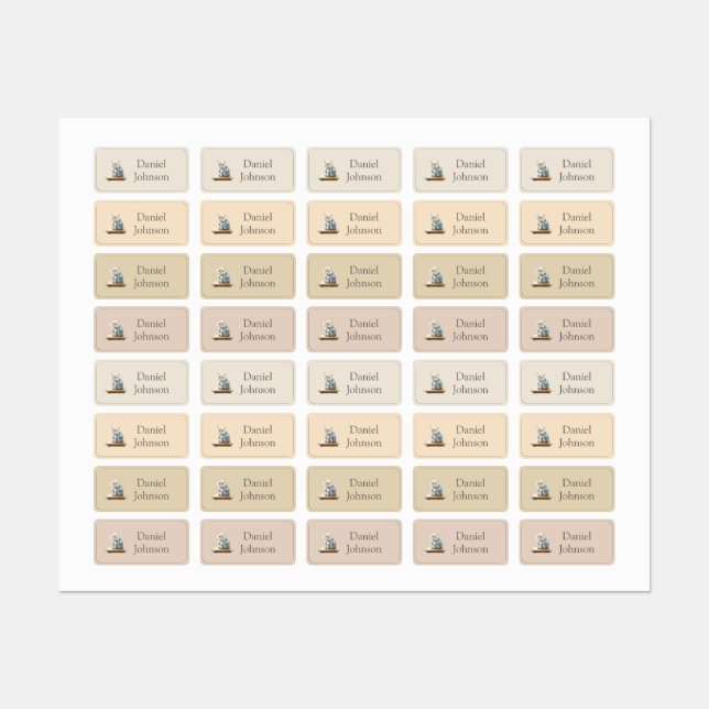 Cute Kitten with Backpack Neutral Clothes Labels (Sheet)