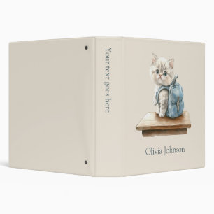 Cute Kitten with Backpack Personalized Binder