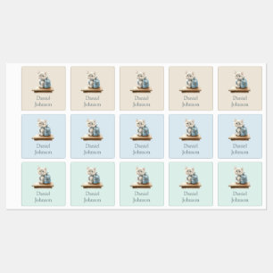 Cute Kitten with Backpack Personalized Kids' Labels