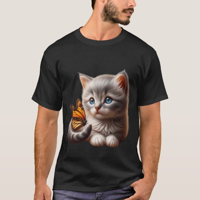 Cute Kitten with Butterfly on Tail Art  ✨🐾🦋 T-Shirt (Front)
