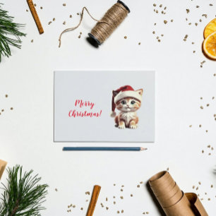 Cute kitten with Christmas Hat Postcard