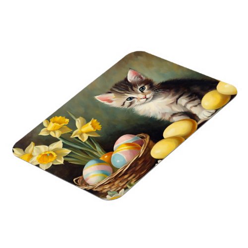 Cute Kitten With Easter Eggs Magnet