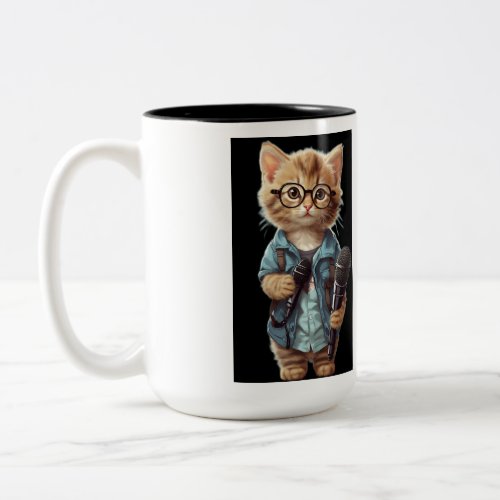 Cute kitten with glasses  Two_Tone coffee mug