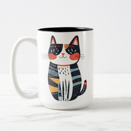 Cute kitten with soft fluffy fur Two_Tone coffee mug