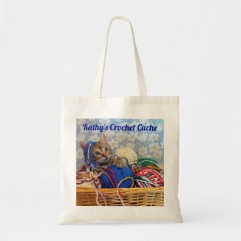 Cute Kitten With Yarn Personalized Cat Tote by CatsEyeViewGifts at Zazzle