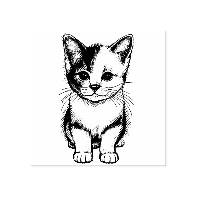 Cute Kitten Wooden Art Stamp For Cat Lovers (Imprint)