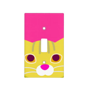 Cute Kitten - Yellow and Pink Light Switch Cover