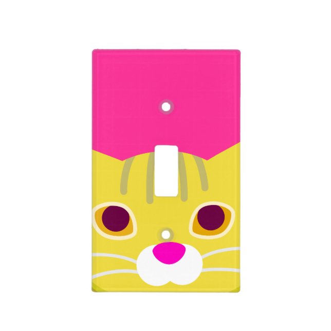 Cute Kitten - Yellow and Pink Light Switch Cover (Front)