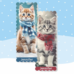 Cute Kittens Add Name Stocking Stuffer Christmas Bookmarks