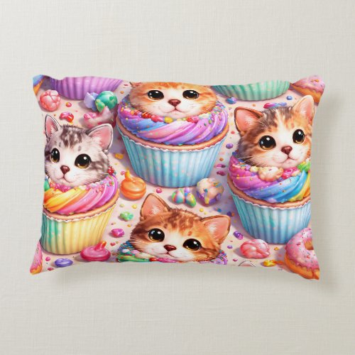 Cute kittens and cupcake cupcakes, cushion rainbow