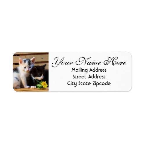 Cute Kittens and Flowers Return Address Label