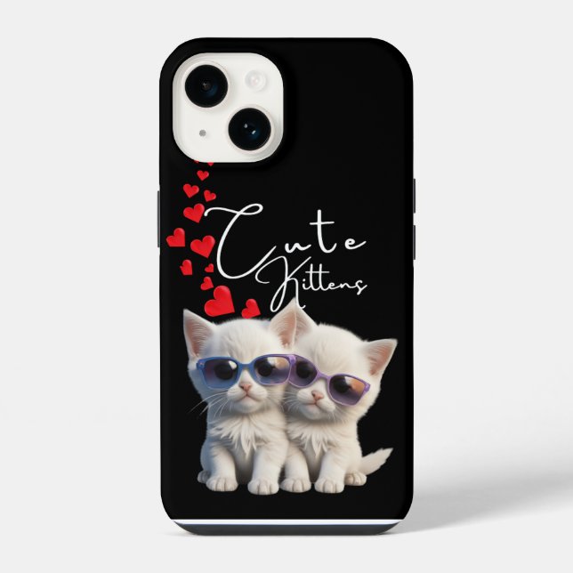 Cute Kittens and Hearts Flow Iphone Case (Back)