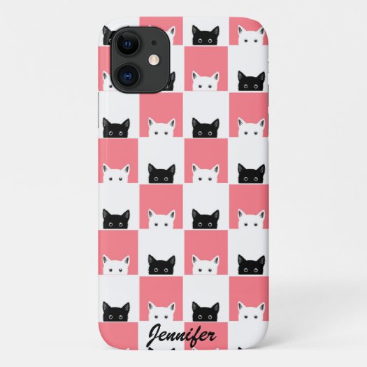 Cute Kittens Black White Pink