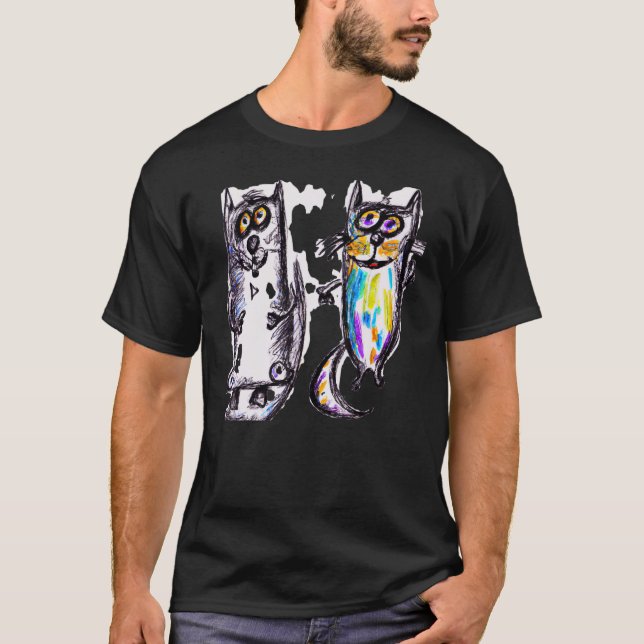 Cute kittens cat humorous art meow kitty portrait  T-Shirt (Front)