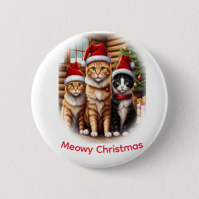Cute Kittens Christmas Button (Front)