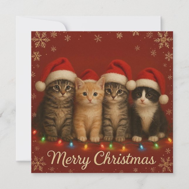 Cute kittens Christmas Card. Holiday Card (Front)