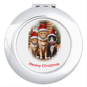 Cute Kittens Christmas Compact Mirror