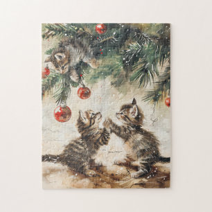 Cute Kittens Christmas Tree Jigsaw Puzzle