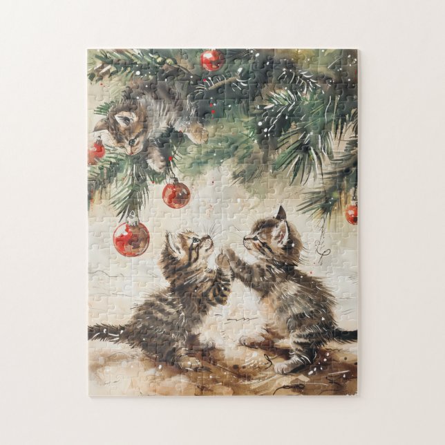 Cute Kittens Christmas Tree Jigsaw Puzzle (Vertical)