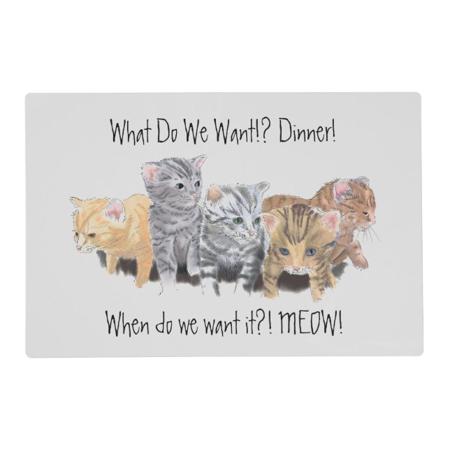 Cute Kittens Dinner Time Cat Placemat (Front)