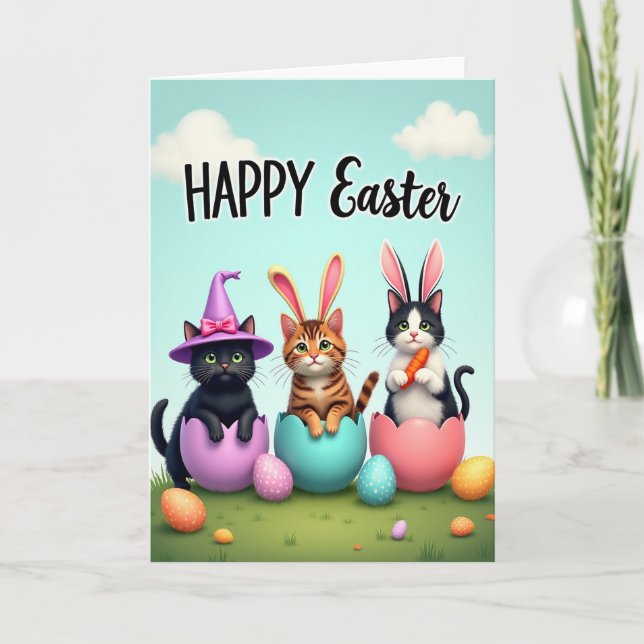 Cute Kittens Easter Card (Front)