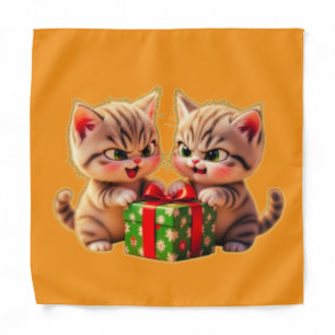 **Cute Kittens Fighting Over a Gift – Funny Christ Bandana