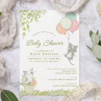 Cute Kittens & Floral | Neutral Spring Baby Shower