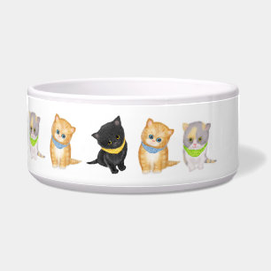 Cute kittens large personalized ceramic pet bowl