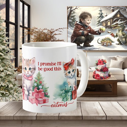 Cute Kittens Merry Catmas Christmas Coffee Mug