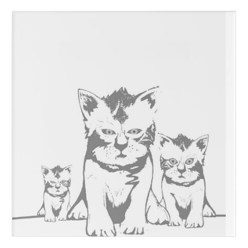 Cute kittens monotone wall art