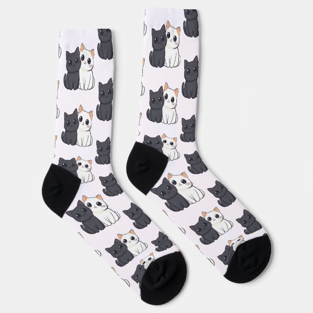 Cute Kittens Pattern Socks – Cozy & Adorable Cat  (Right)