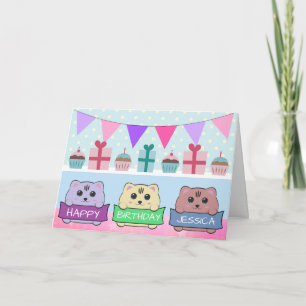 Cute Kittens Personalised Happy Birthday Card