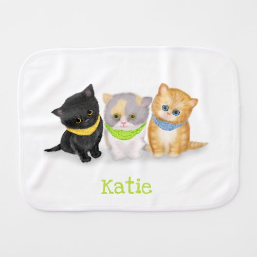 Cute kittens personalized baby burp cloth