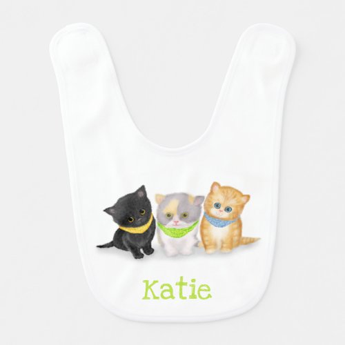 Cute kittens personalized babys bib