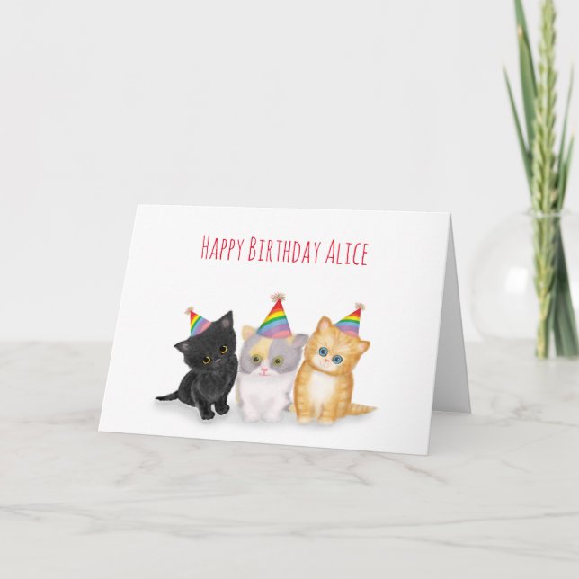 Cute kittens personalized birthday card (Front)