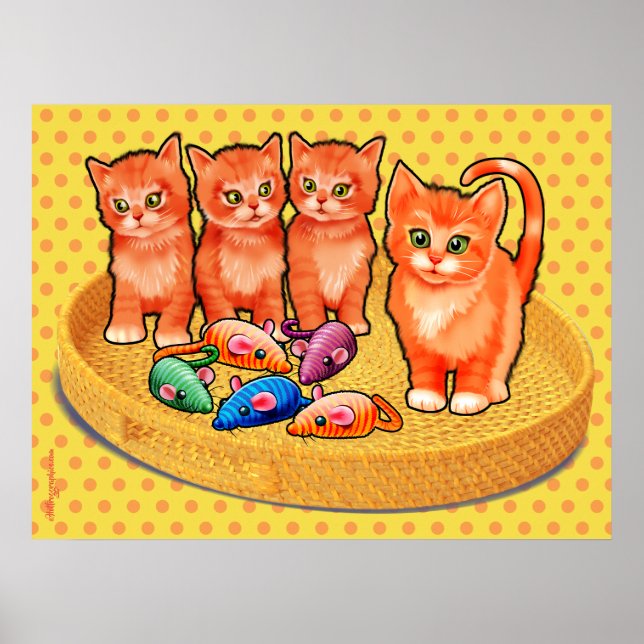 Cute kittens poster with 4 kittens design (Front)