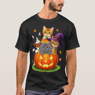 Cute Kittens Pumpkin Halloween Spooky T-Shirt