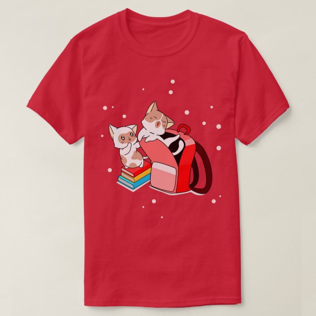 Cute Kittens School Books  Bag Back To School  T-Shirt (Design Front)