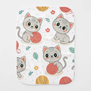 Cute kittens seamless. Funny children's design Baby Burp Cloth