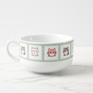 Cute Kittens Vintage Gingham Pillowcase Soup Mug