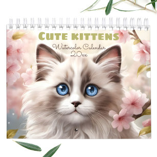 Cute Kittens Watercolor Seasonal Cat Lover Calendar