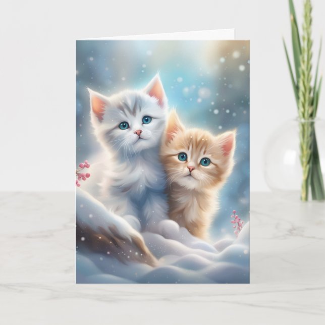 Cute Kittens Winter Wonderland  Card (Front)