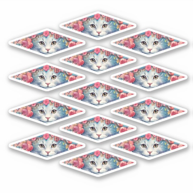 Cute kittens with flowers sticker (Front)
